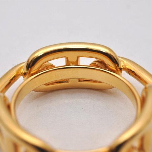 Authentic HERMES Scarf Ring Chaine d'Ancre Chain Design Gold Tone 5 - Picture 7 of 16